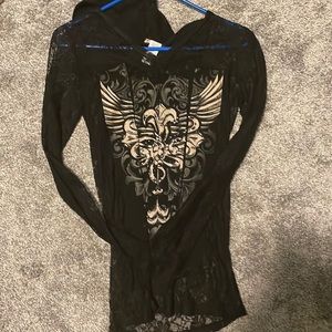 Los Angeles by Bus Stop lace hoodie long sleeve shirt